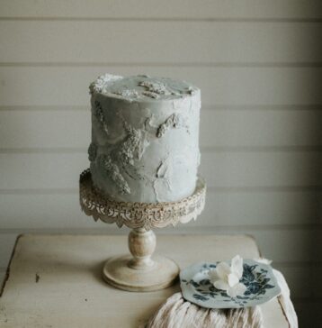 Vintage wedding cake on table