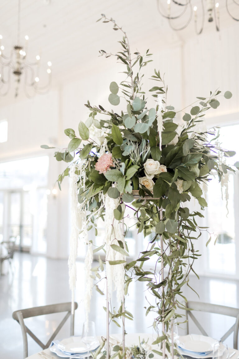 Romantic high floral wedding centerpiece