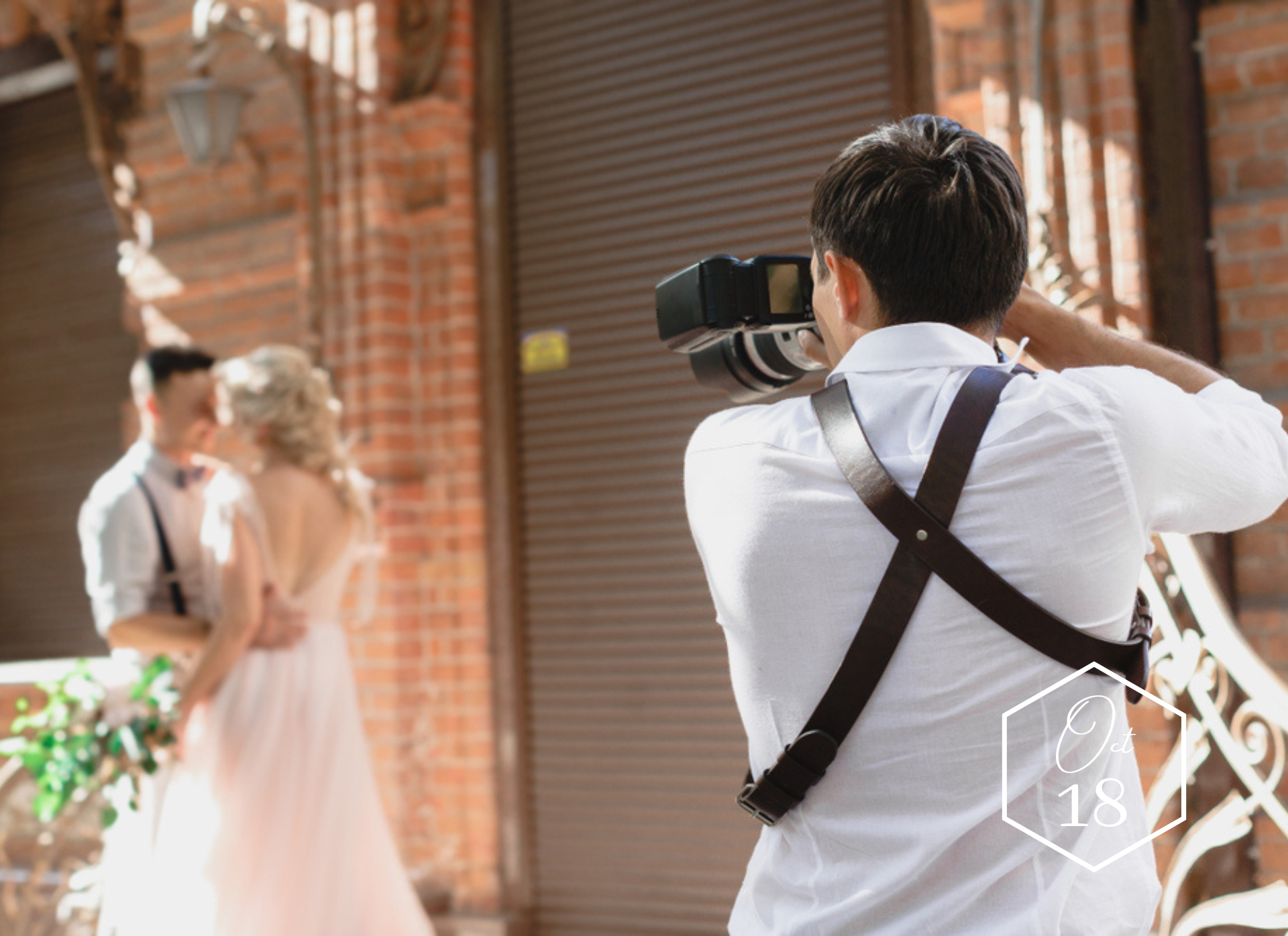 Behind the scenes wedding photographer capturing bridal portrait