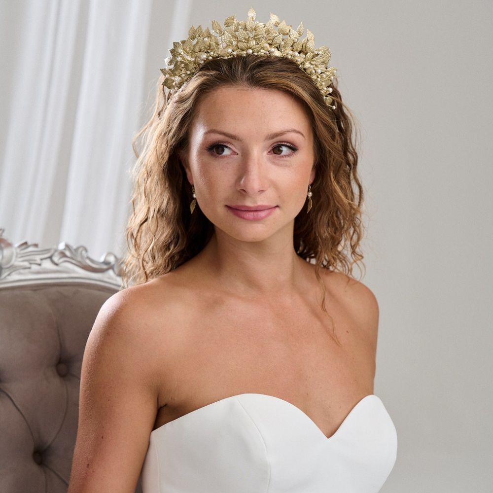 large bridal crown - large gold tiara