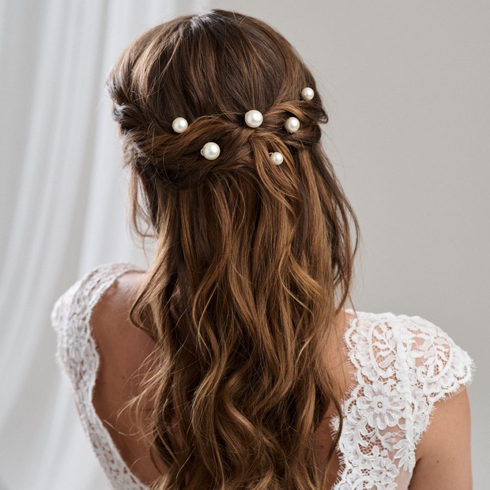 elegant bridal hair pins - pearl hair pins Love & Favour Arianna Purity