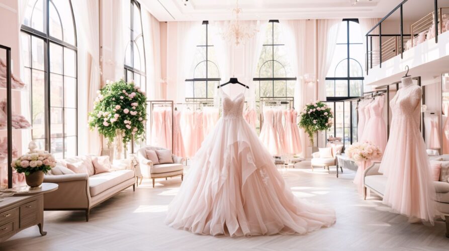 wedding dress shopping at luxury bridal boutique