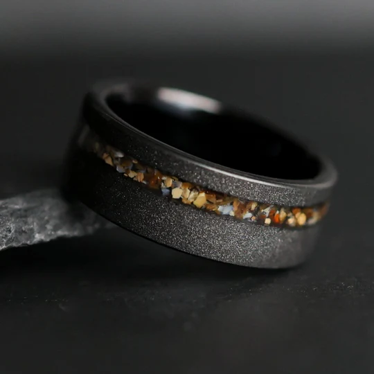 unique wedding bands made from Woolly Mammoth bone